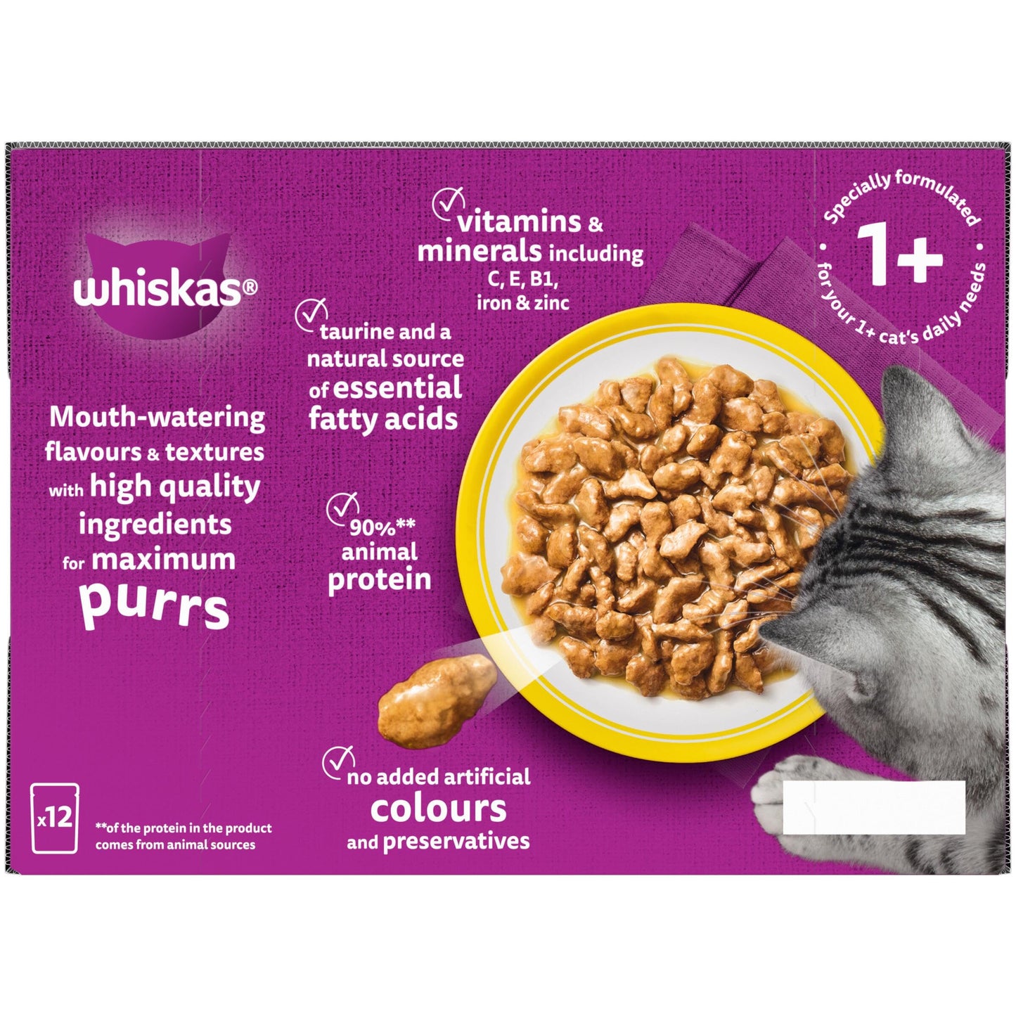 whiskas 1 plus Adult Mixed Selection in Jelly 84 Pouches, Adult Wet Cat Food, Megapack (84 x 85 g)