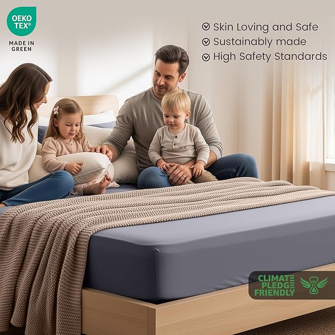 Utopia Bedding King Size Fitted Sheet, Grey, Deep Pocket 35cm (14") | Oeko-Tex Certified, Non Iron Wrinkle-Free, Shrinkage and Fade Resistant, Soft Brushed Microfiber Fabric, Bottom Sheet