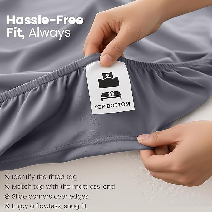 Utopia Bedding King Size Fitted Sheet, Grey, Deep Pocket 35cm (14") | Oeko-Tex Certified, Non Iron Wrinkle-Free, Shrinkage and Fade Resistant, Soft Brushed Microfiber Fabric, Bottom Sheet